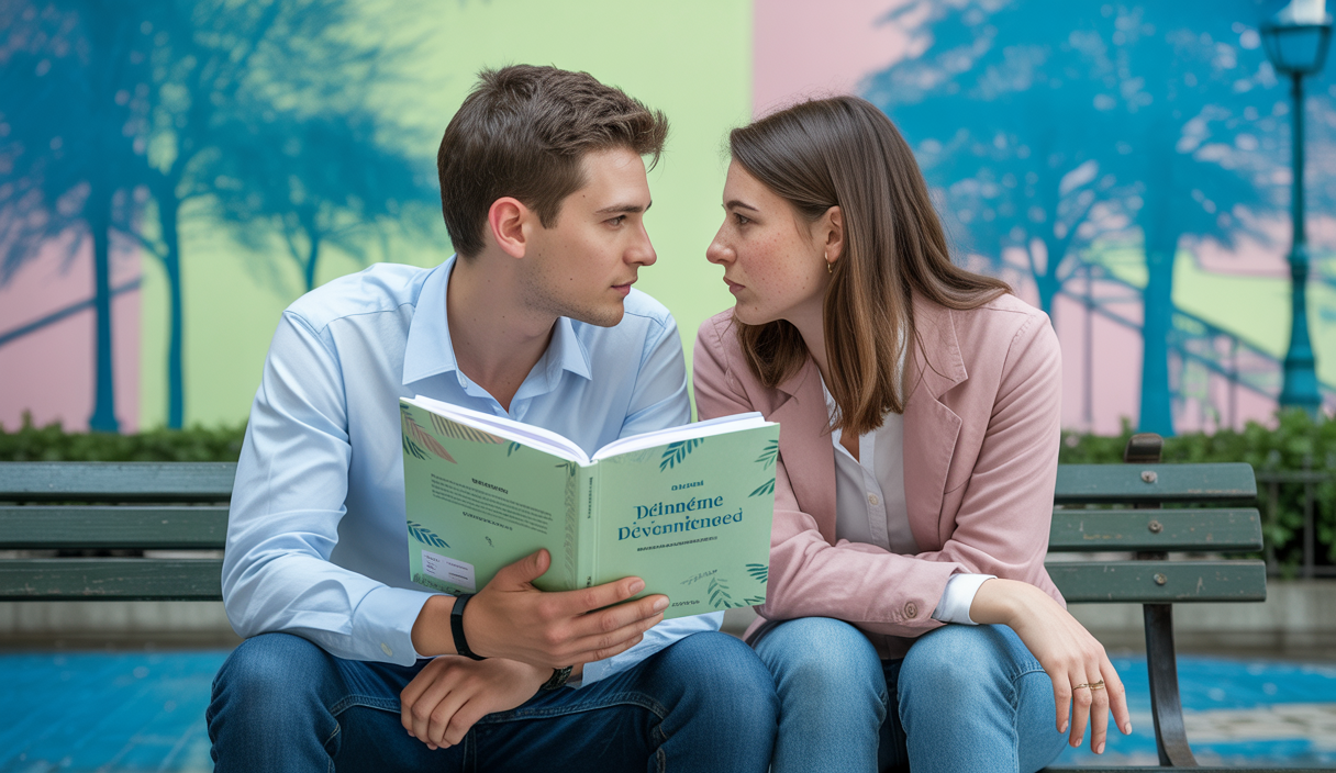 Scène représentant le développement personnel influençant les relations amoureuses chez les jeunes.