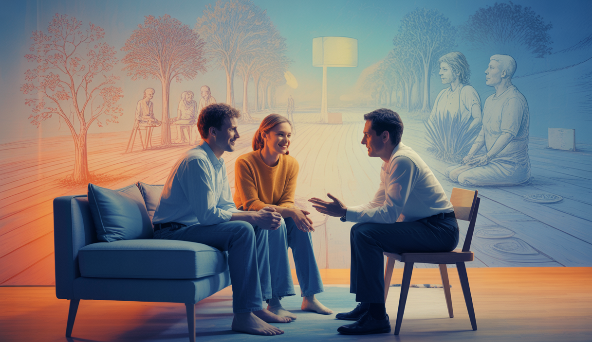 Illustration de la thérapie de couple utilisée comme outil de développement personnel