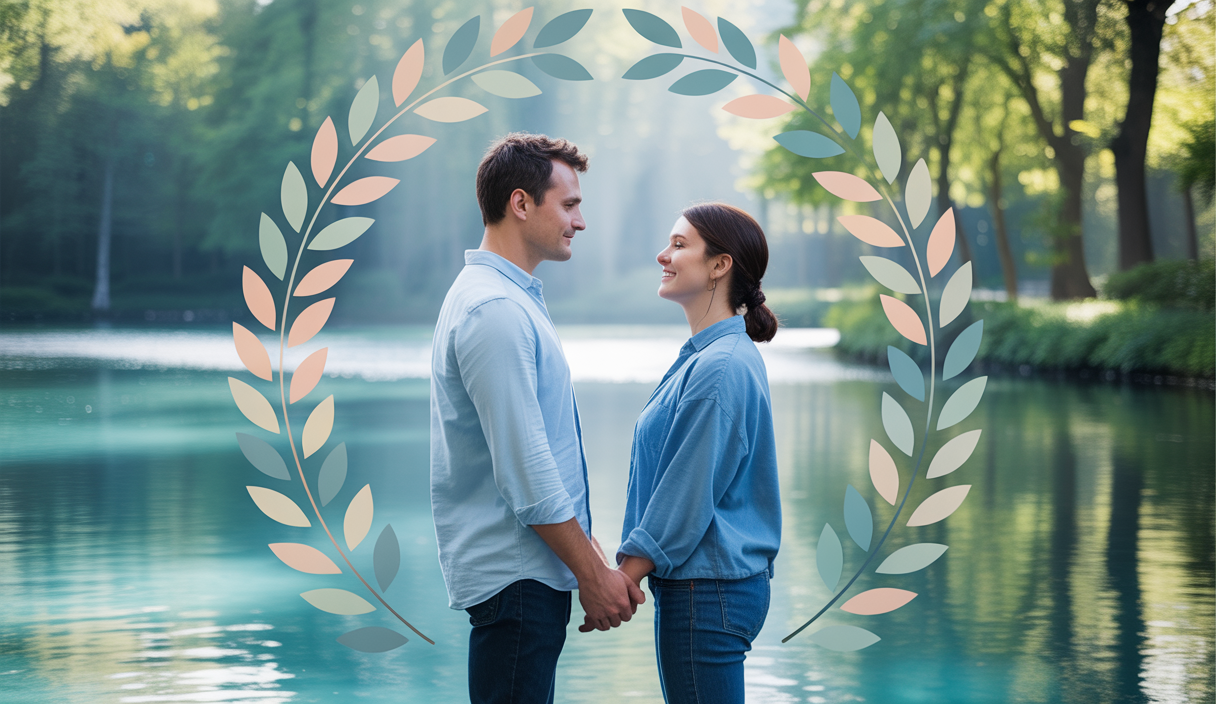 Couple illustré en équilibre émotionnel harmonieux